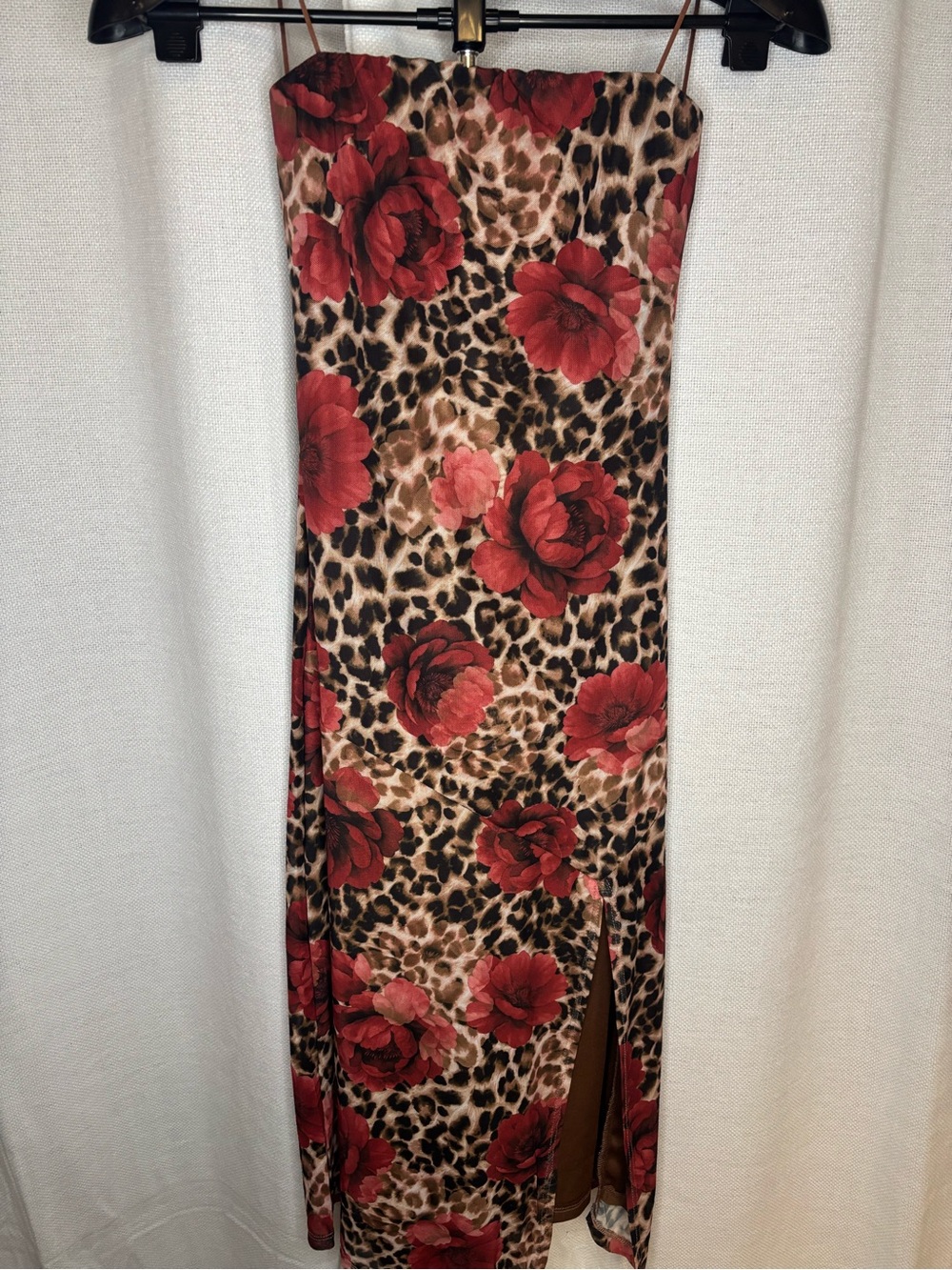 iris Red Floral Leopard-Print Maxi Slip Dress